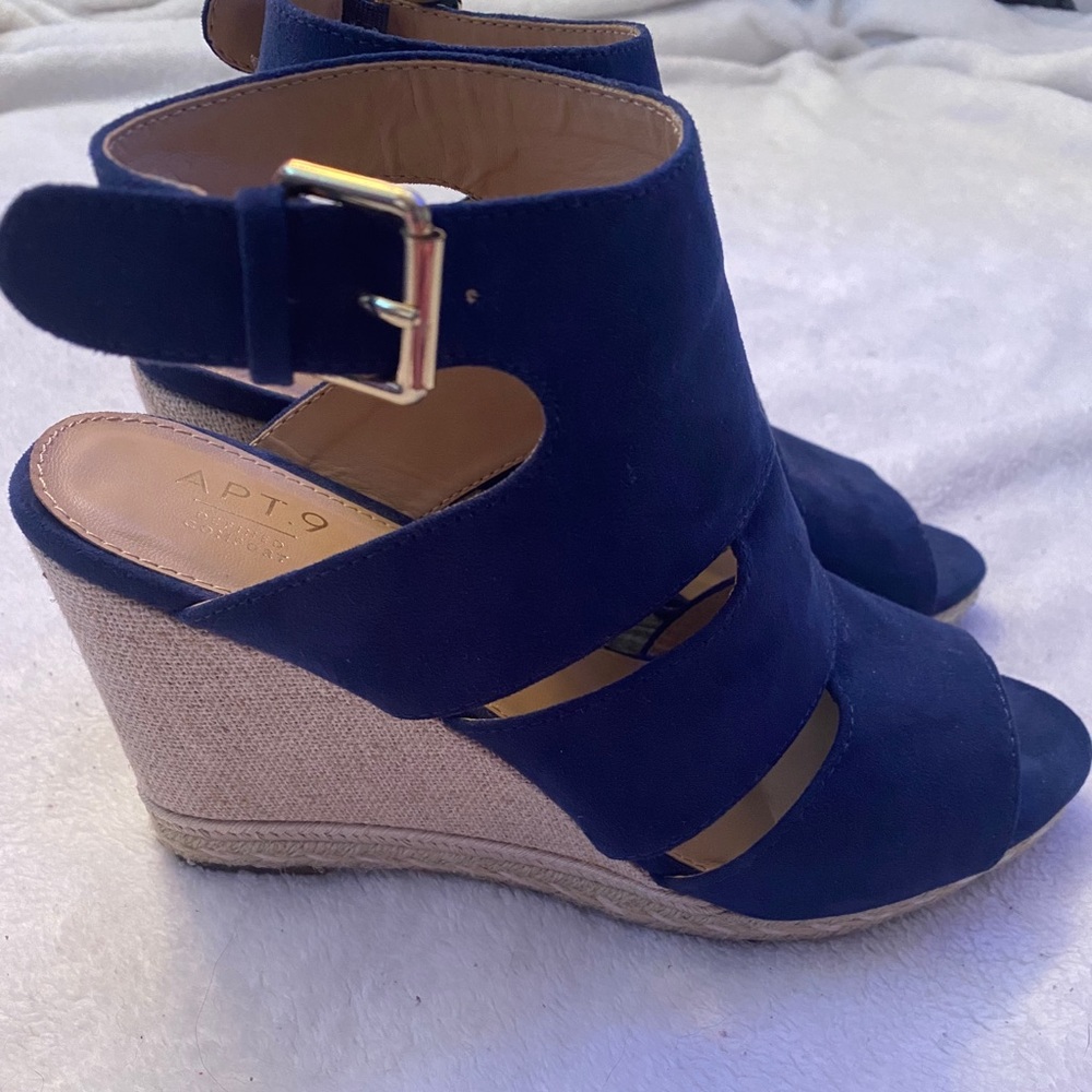 Formal navy blue wedges